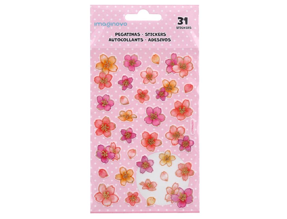 Pegatinas imaginovo flores rosas de papel 190x104 mm en blister