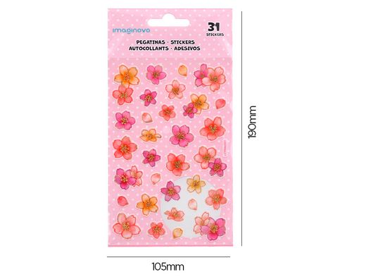 Pegatinas imaginovo flores rosas de papel 190x104 mm en blister