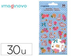 Pegatinas imaginovo flores y conejos de papel 190x104 mm en blister