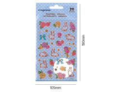 Pegatinas imaginovo flores y conejos de papel 190x104 mm en blister