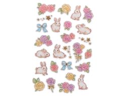 Pegatinas imaginovo flores y conejos de papel 190x104 mm en blister