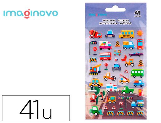 Pegatinas imaginovo kids coches con relieve 190x105 mm en blister