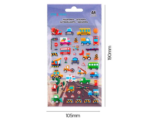 Pegatinas imaginovo kids coches con relieve 190x105 mm en blister