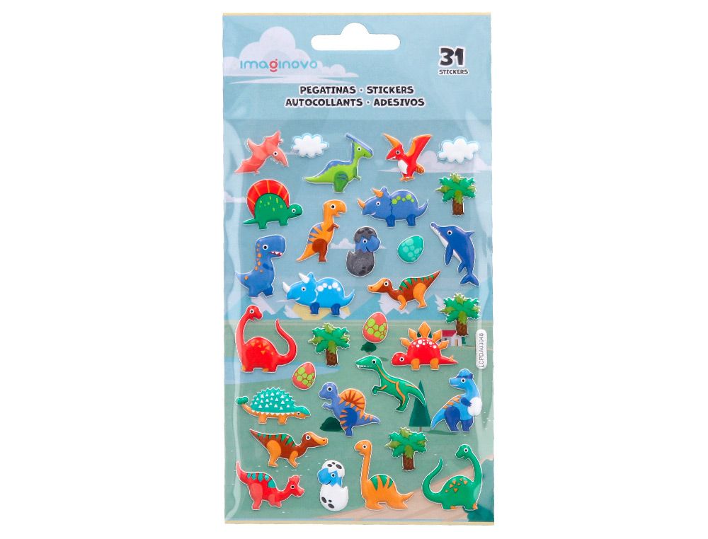 Pegatinas imaginovo kids dinosaurios goma eva 190x105 mm en blister