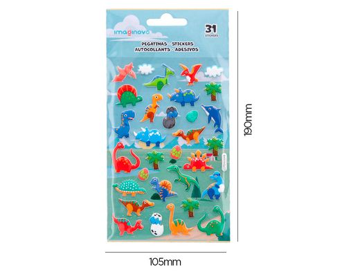 Pegatinas imaginovo kids dinosaurios goma eva 190x105 mm en blister