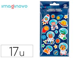 Pegatinas imaginovo luminosas astronautas con relieve 250x145 mm en blister