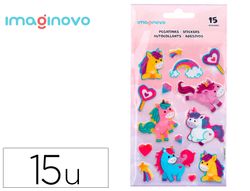 Pegatinas imaginovo unicornios magic dreams con brillo 190x105 mm en blister