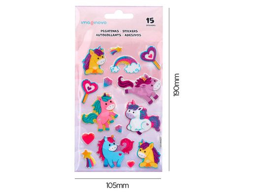 Pegatinas imaginovo unicornios magic dreams con brillo 190x105 mm en blister