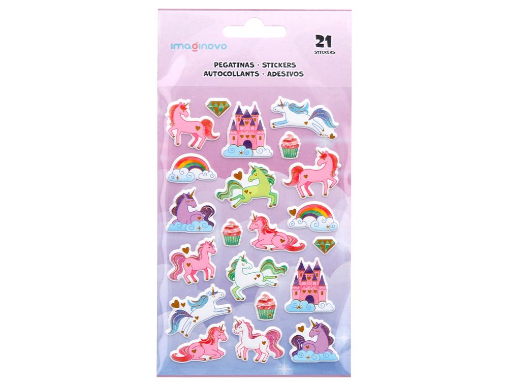 Pegatinas imaginovo unicornios magic dreams con relieve 190x105 mm en blister