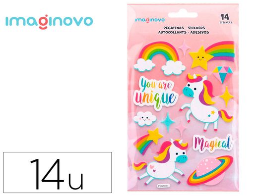 Pegatinas imaginovo unicornios magic dreams con relieve 210x130 mm en blister