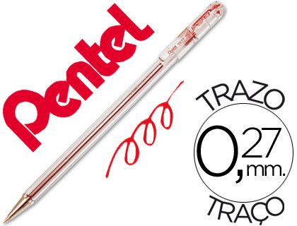 PENTEL Boligrafo Superb BK 77 Rojo Trazo 0.25mm Punta metálica BK77-B