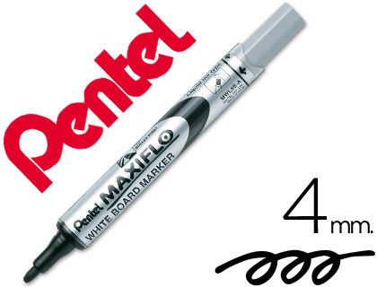 PENTEL MAXIFLO MWL-5S Marcador pizarra blanca Punta cónica (apto también cerámica y papel) negro MWL5S-A