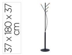 Perchero metalico maul laura 4 colgadores madera color negro 370x1800x370 mm