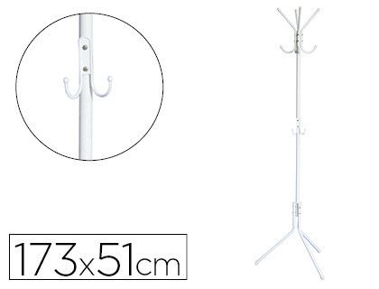 Perchero metalico q-connect blanco 8 colgadores 173x51 cm