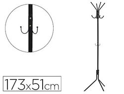 Perchero metalico q-connect negro 8 colgadores 173x51 cm