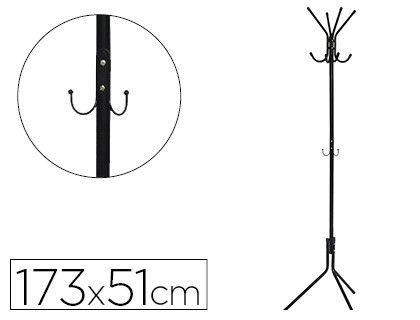 Perchero metalico q-connect negro 8 colgadores 173x51 cm