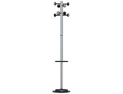 Perchero metalico unilux accueil pie 8 colgadores con paraguero y bandeja goteo gris metalizado 177 x 38 cm