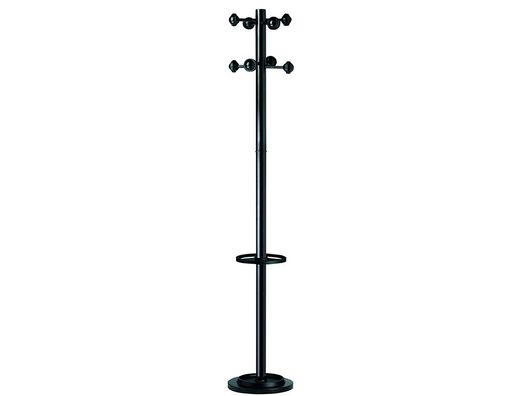 Perchero metalico unilux accueil pie 8 colgadores con paraguero y bandeja goteo negro 177 x 38 cm