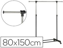 Perchero unilux extensible con 4 ruedas giratorias ajustable altura negro/cromado 80/150 x