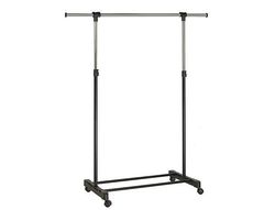 Perchero unilux extensible con 4 ruedas giratorias ajustable altura negro/cromado 80/150 x