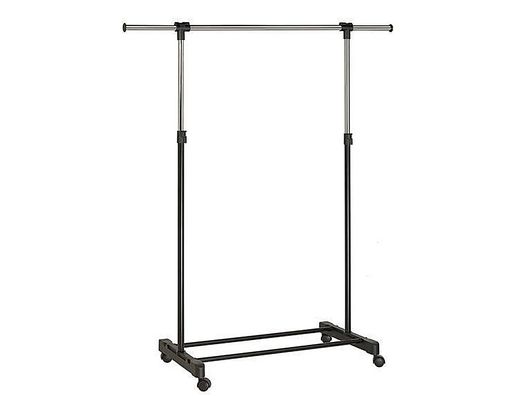 Perchero unilux extensible con 4 ruedas giratorias ajustable altura negro/cromado 80/150 x