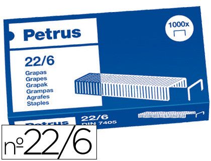 PETRUS Grapas 1000 ud. 22/6 Cobreada Ref. 55721