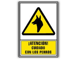 Pictograma archivo 2000 atencion cuidado con los perros pvc amarillo luminiscente 210x297 mm