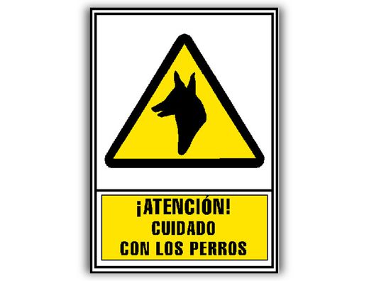 Pictograma archivo 2000 atencion cuidado con los perros pvc amarillo luminiscente 210x297 mm