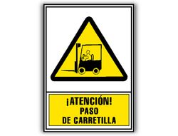 Pictograma archivo 2000 atencion paso de carretilla pvc amarillo luminiscente 210x297 mm