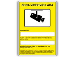 Pictograma archivo 2000 camaras de vigilancia en grabacion las 24 horas pvc amarillo luminiscente 210x297