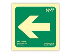 Pictograma archivo 2000 flecha izquierda pvc verde luminiscente 224x224 mm