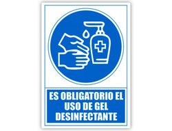 Pictograma archivo 2000 obligatorio el uso de gel desinfectante pvc color azul 210x297 mm