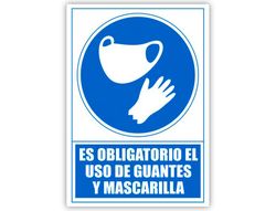 Pictograma archivo 2000 obligatorio el uso de guantes y mascarilla pvc color azul 210x297 mm