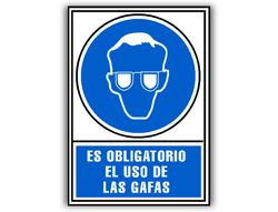 Pictograma archivo 2000 obligatorio uso de gafas pvc azul luminiscente 210x297 mm