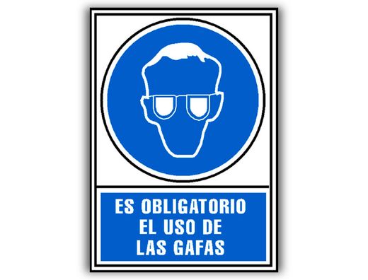 Pictograma archivo 2000 obligatorio uso de gafas pvc azul luminiscente 210x297 mm