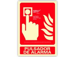 Pictograma archivo 2000 pulsador de alarma pvc rojo luminiscente 210x300 mm