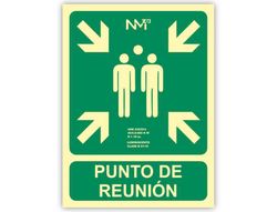 Pictograma archivo 2000 punto de reunion pvc verde luminiscente 224x300 mm