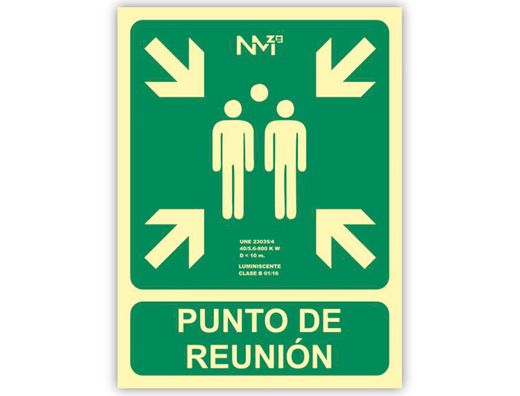 Pictograma archivo 2000 punto de reunion pvc verde luminiscente 224x300 mm