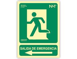 Pictograma archivo 2000 salida de emergencia izquierda pvc verde luminiscente 224x300 mm
