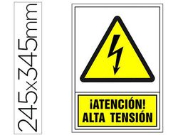 Pictograma Syssa Señal de Advertencia Atencion! Alta Tension en Pvc 245X345 Mm