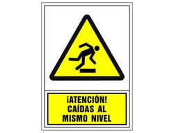 Pictograma Syssa Señal de Advertencia Atencion! Caidas Al Mismo Nivel en Pvc 245X345 Mm