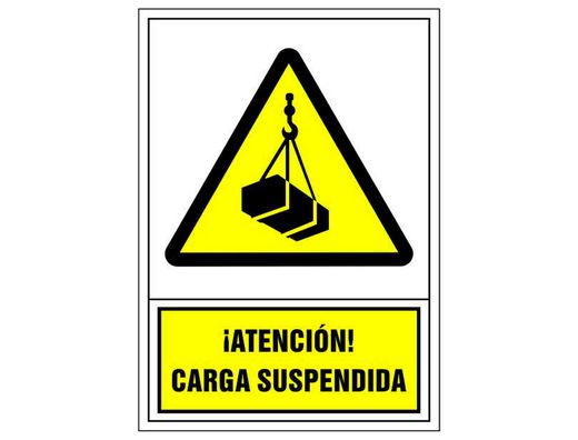 Pictograma Syssa Señal de Advertencia Atencion! Carga Suspendida en Pvc 245X345 Mm