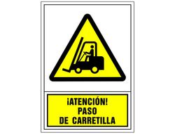 Pictograma Syssa Señal de Advertencia Atencion! Paso de Carretilla en Pvc 245X345 Mm