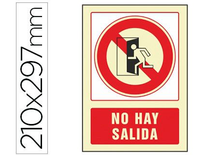Pictograma Syssa Señal de No Hay Salida en Pvc Fotoluminiscente 210X297 Mm