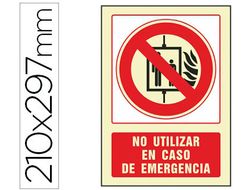 Pictograma Syssa Señal de No Utilizar en Caso de Incendio en Pvc Fotoluminiscente 210X297 Mm