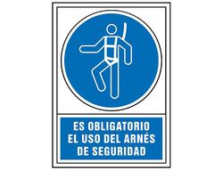 Pictograma Syssa Señal de Obligacion Es Obligatorio El Uso de Arnes de Seguridad en Pvc 245X345 Mm