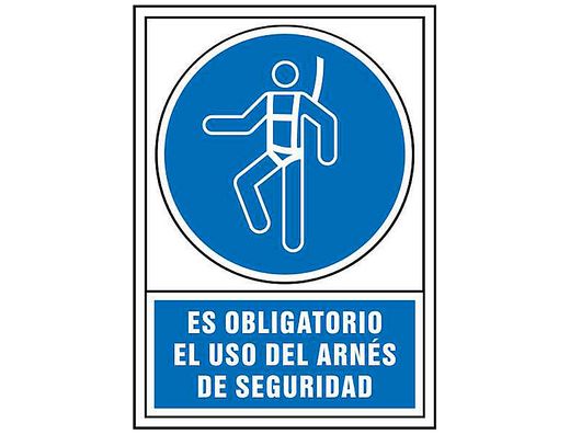 Pictograma Syssa Señal de Obligacion Es Obligatorio El Uso de Arnes de Seguridad en Pvc 245X345 Mm