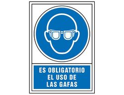 Pictograma Syssa Señal de Obligacion Es Obligatorio El Uso de Las Gafas en Pvc 245X345 Mm
