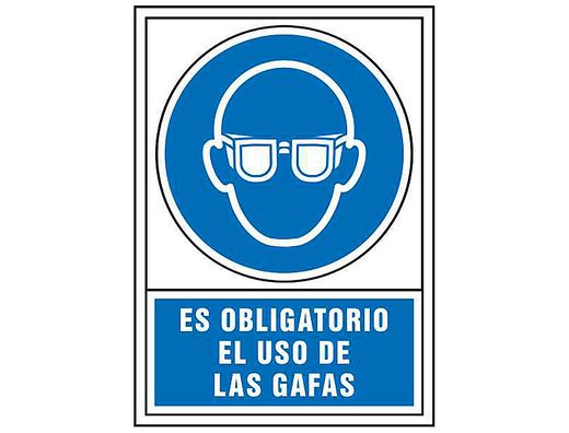 Pictograma Syssa Señal de Obligacion Es Obligatorio El Uso de Las Gafas en Pvc 245X345 Mm
