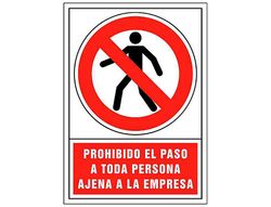 Pictograma Syssa Señal de Prohibicion Prohibido El Paso A Toda Persona Ajena A La Empresa en Pvc 245X345 Mm